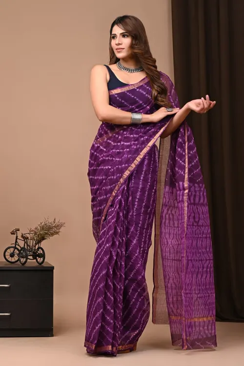 Traditional Handcrafted Bagru Print Kota Saree